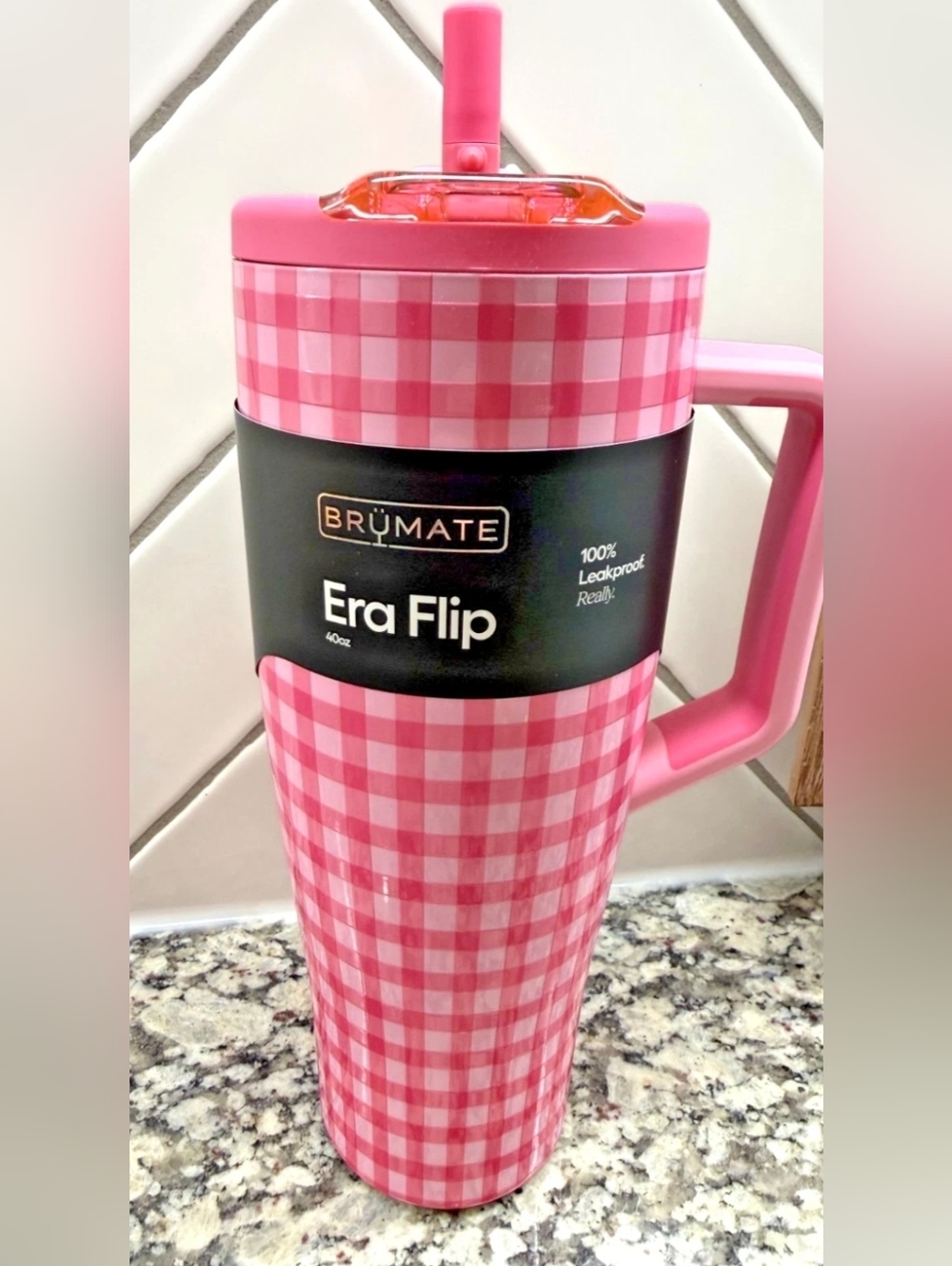 BruMate x Madi Nelson Peach Gingham 40oz Era Flip BNWT